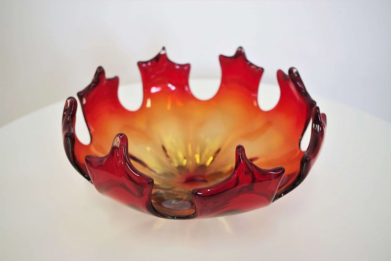 Red coloured glass centrepiece, 1950s 11