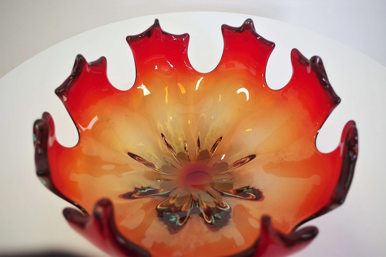 Red coloured glass centrepiece, 1950s 12