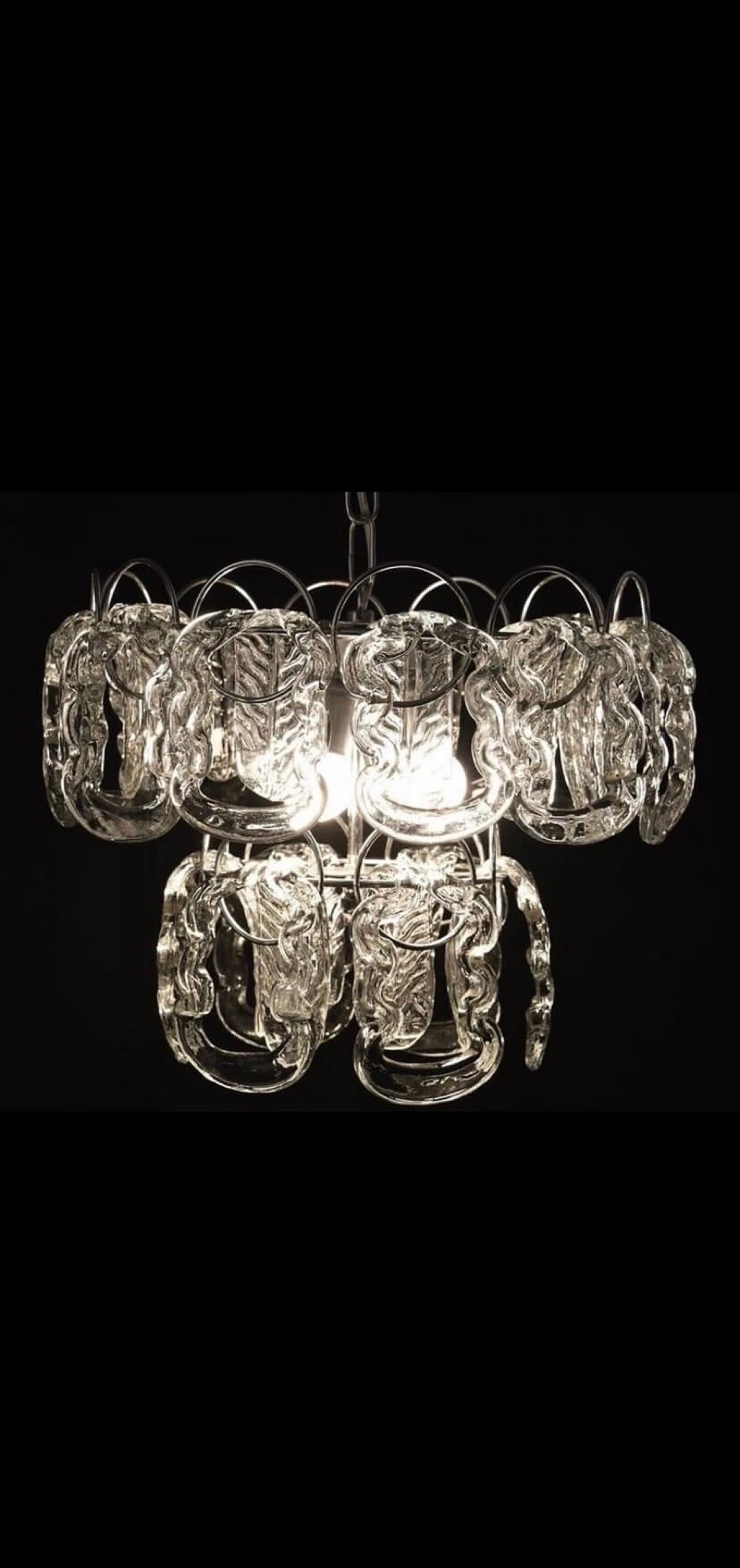 Glass Giogali chandelier by Angelo Mangiarotti for Vistosi, 1960s 2