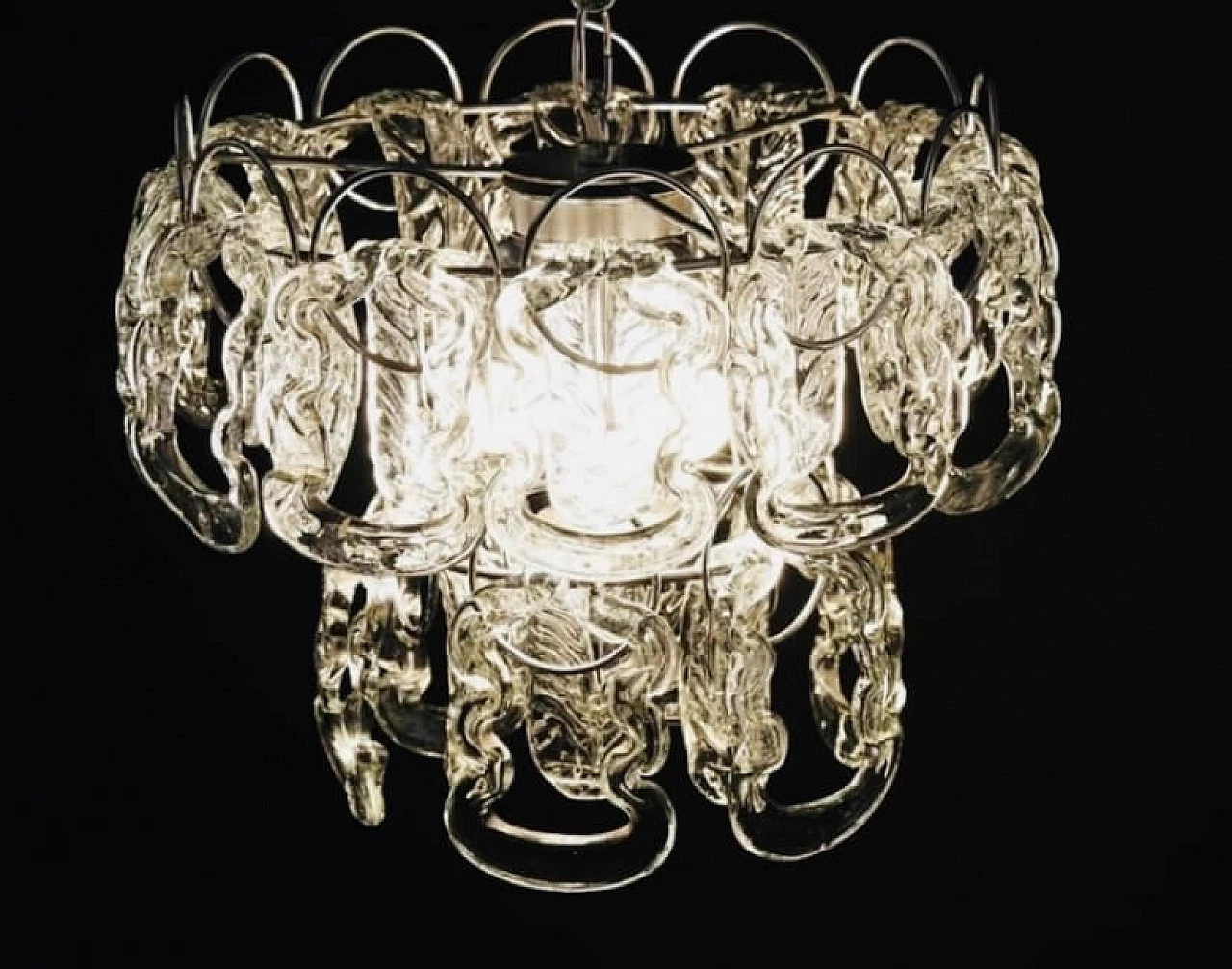 Glass Giogali chandelier by Angelo Mangiarotti for Vistosi, 1960s 3