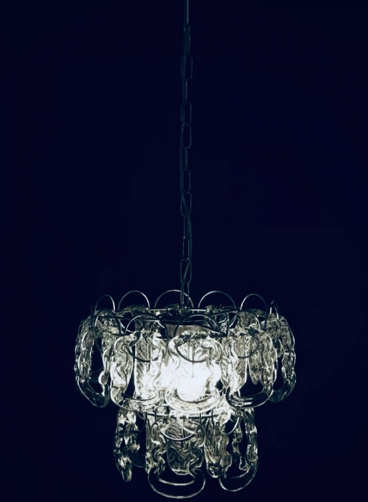 Glass Giogali chandelier by Angelo Mangiarotti for Vistosi, 1960s 4
