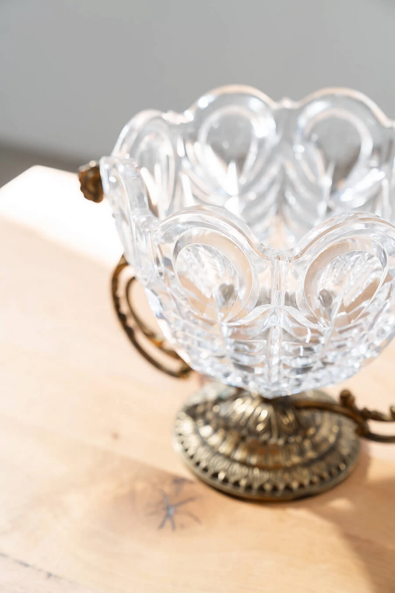 Brass and crystal centrepiece vase, 1950s 2