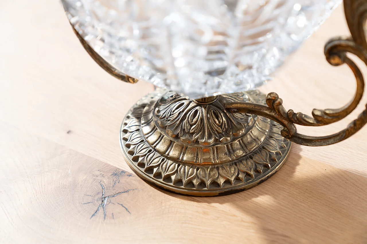 Brass and crystal centrepiece vase, 1950s 4