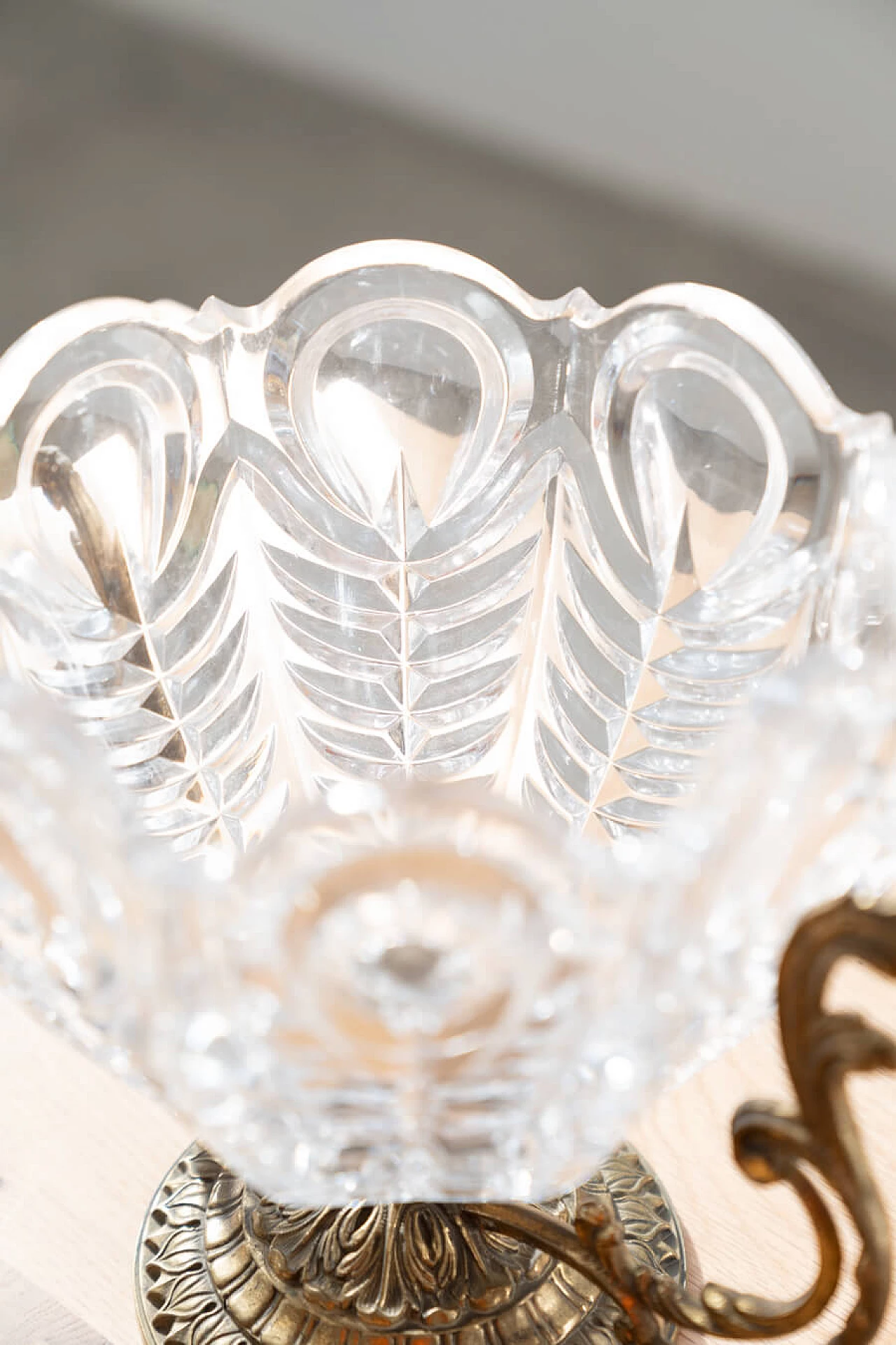 Brass and crystal centrepiece vase, 1950s 6