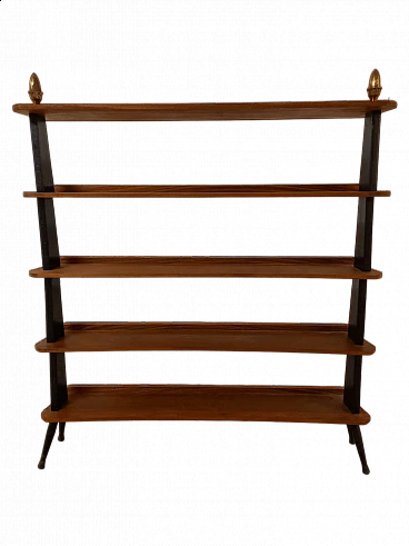 Mahogany bookcase with brass knobs and iron feet, early 20th century