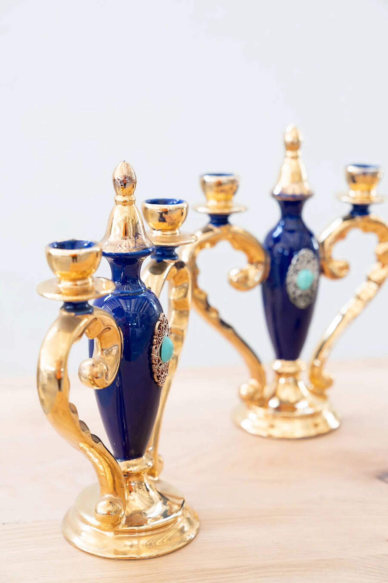 3 Candelabri e vaso in ceramica di Faenza, anni '70 15