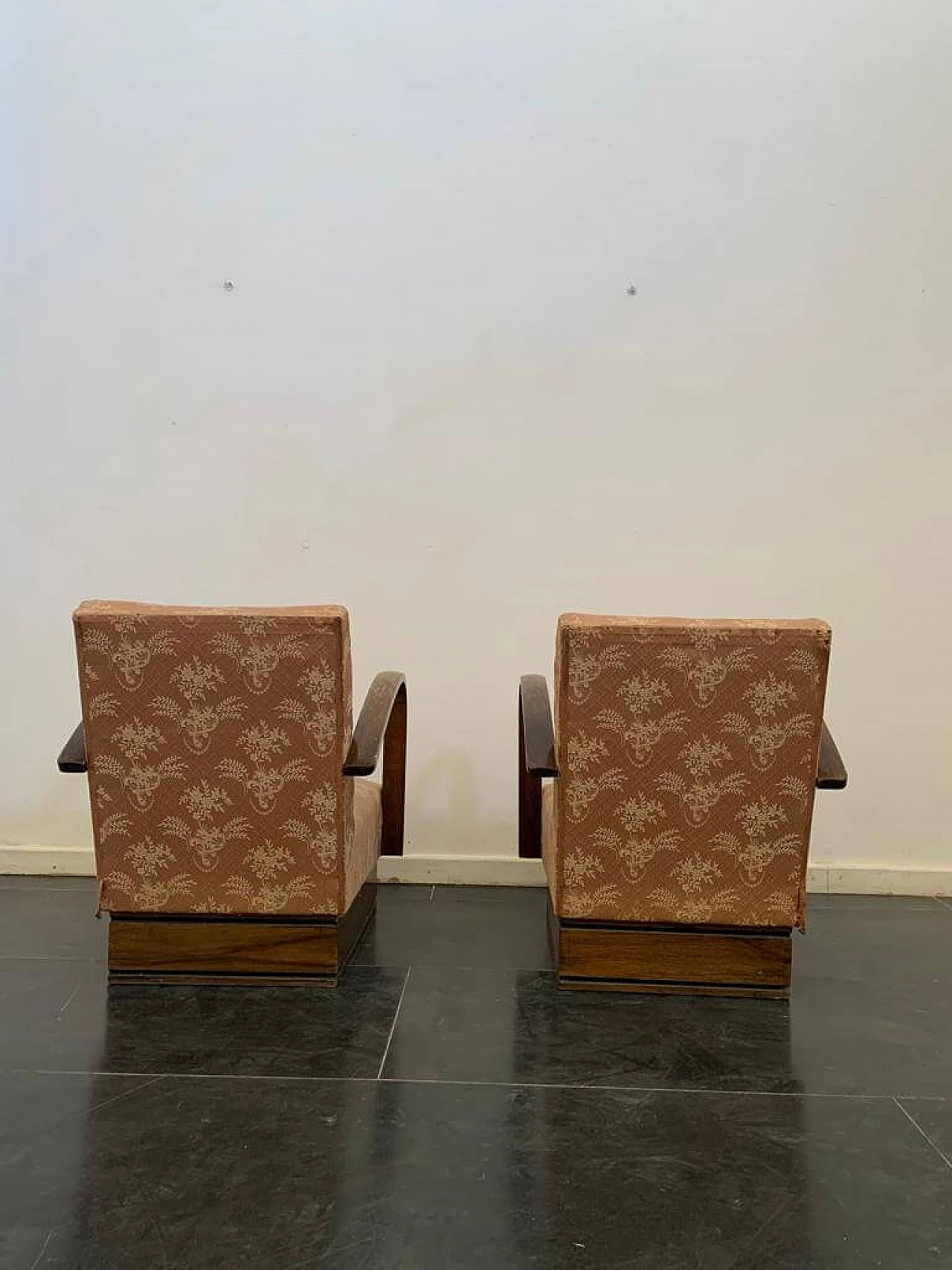 Pair of Art Deco armchairs with arched beech arms, 1930s 8