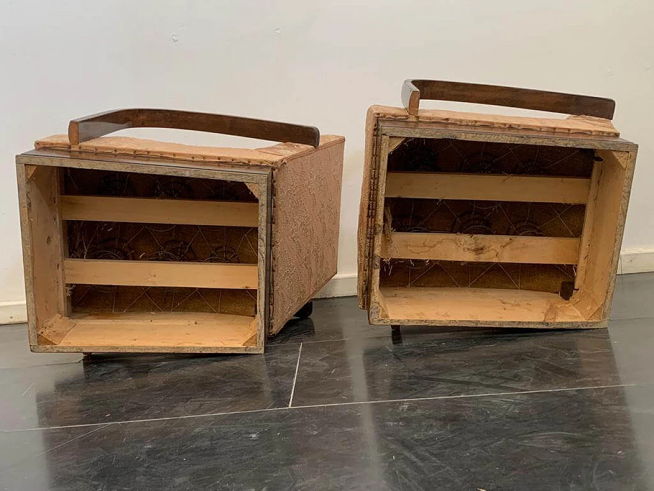 Coppia di poltrone Art Déco con braccioli ad arco in faggio, anni '30 9