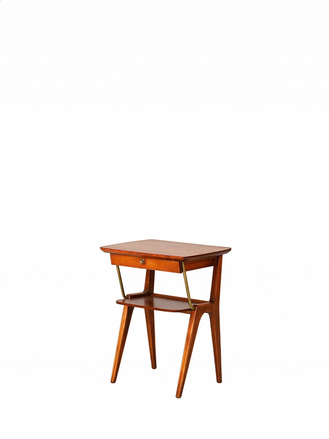 Scandinavian mahogany bedside table with brass details, 1960s 12
