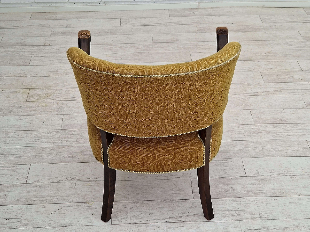 Scandinavian armchair in ash and green fabric, 1930s 6
