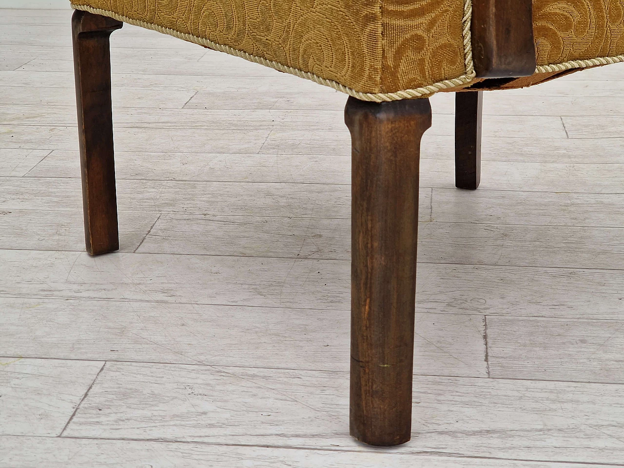 Scandinavian armchair in ash and green fabric, 1930s 12