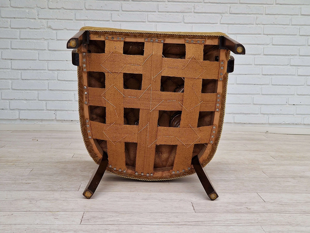 Scandinavian armchair in ash and green fabric, 1930s 14