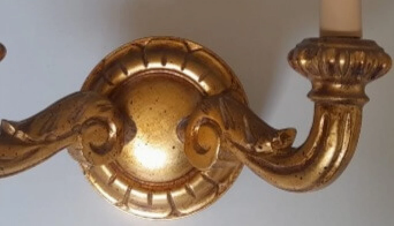 Two-light gilded wood wall lamp, 2000s 3
