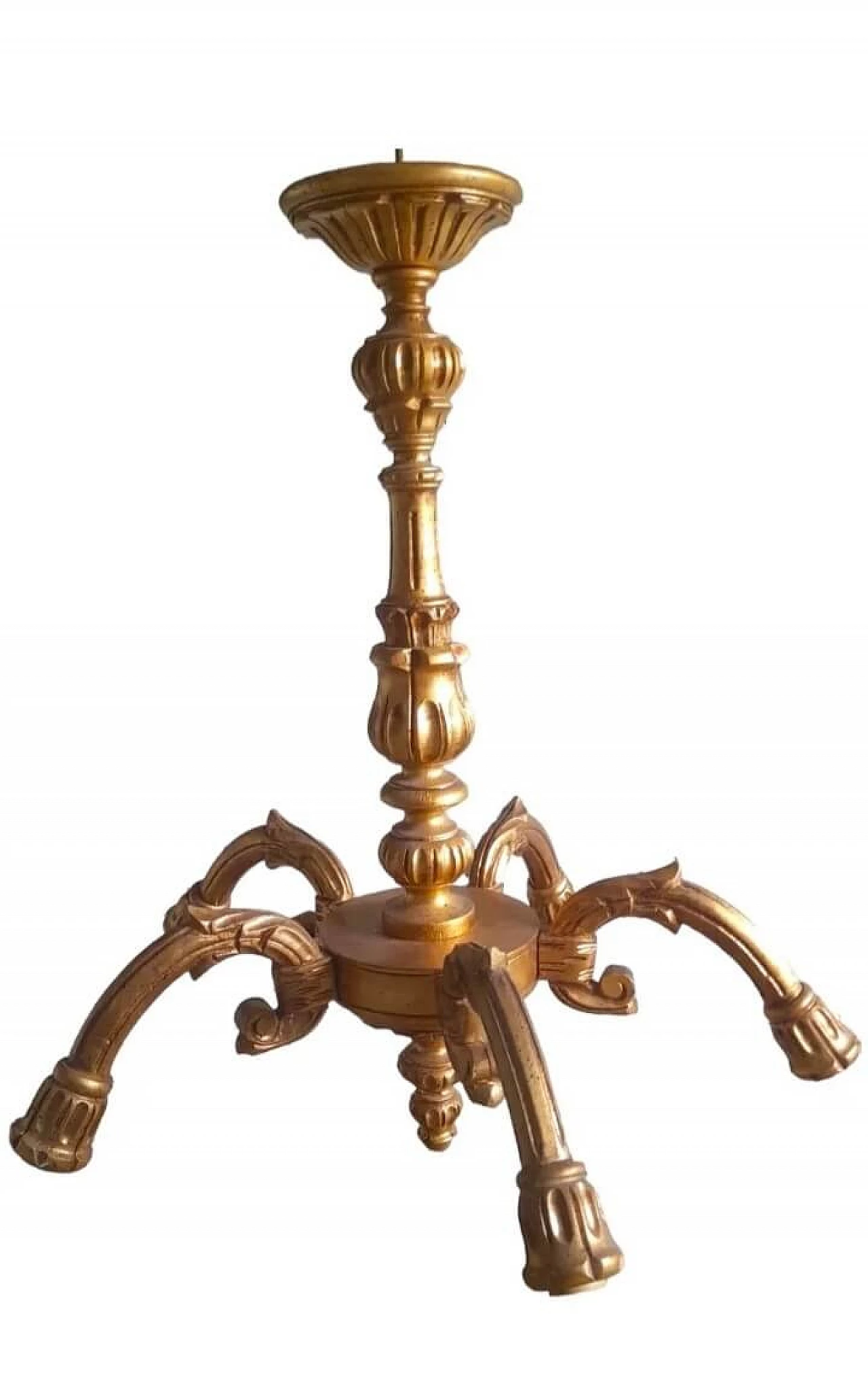 Five-light gilded wood chandelier, 2000s 3