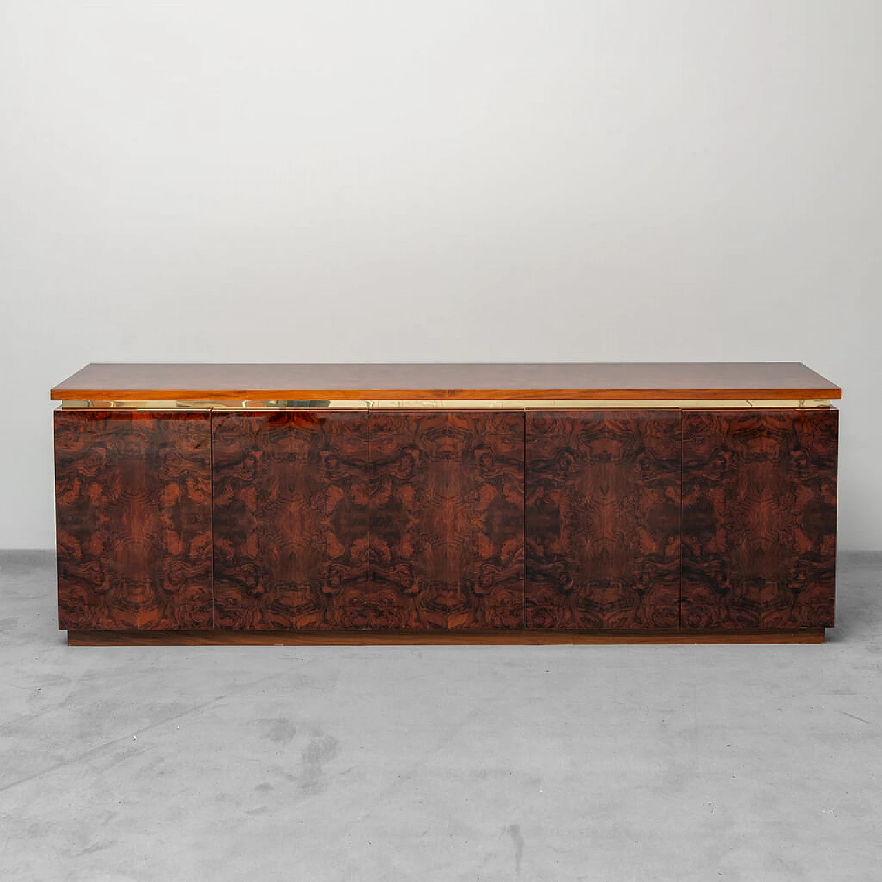 Credenza in radica e metallo dorato di Gianluigi Gorgoni per Turri, anni '70 10