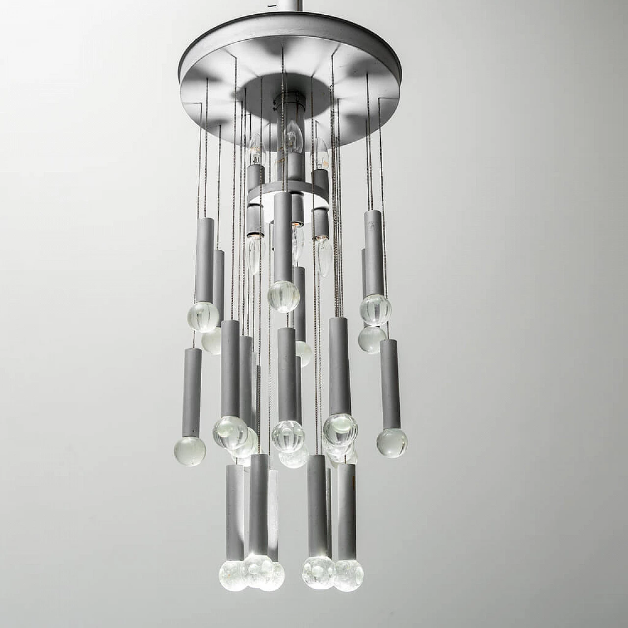 Metal and glass chandelier by Gaetano Sciolari, 1970s 1