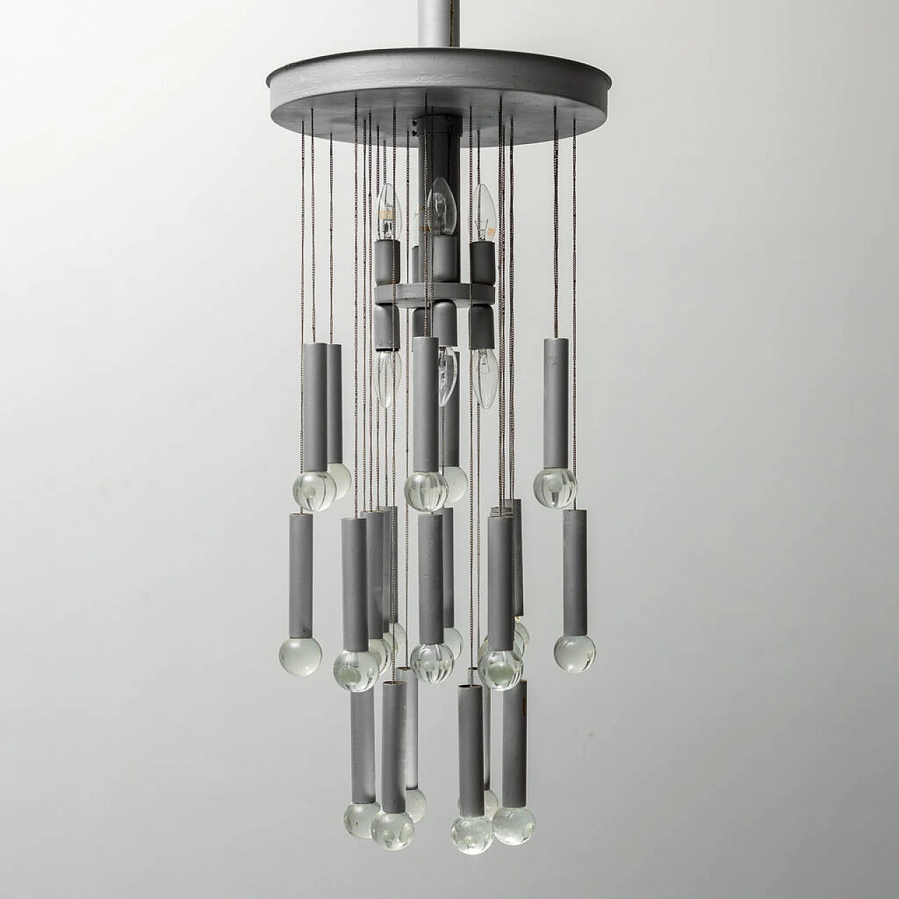 Metal and glass chandelier by Gaetano Sciolari, 1970s 2