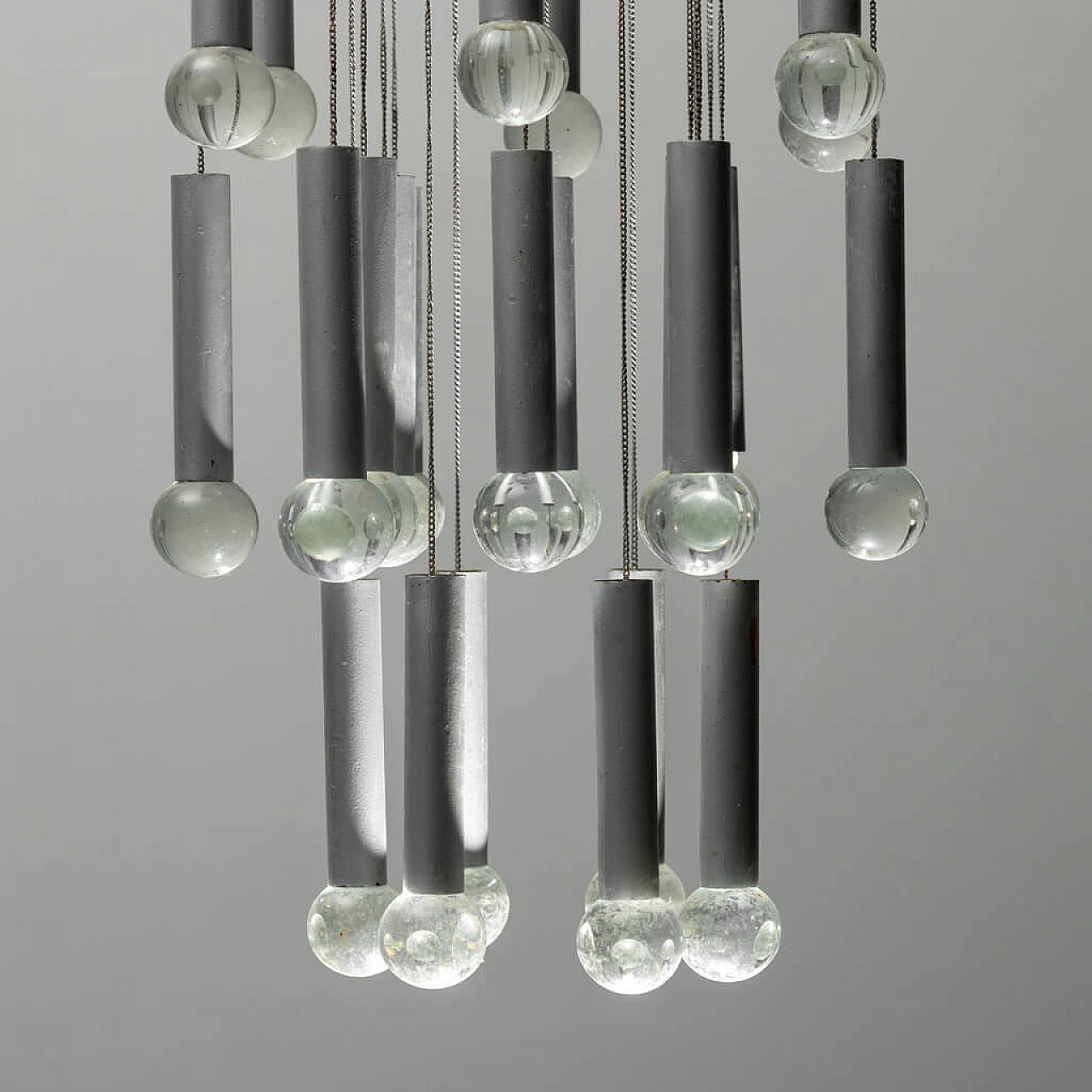 Metal and glass chandelier by Gaetano Sciolari, 1970s 3