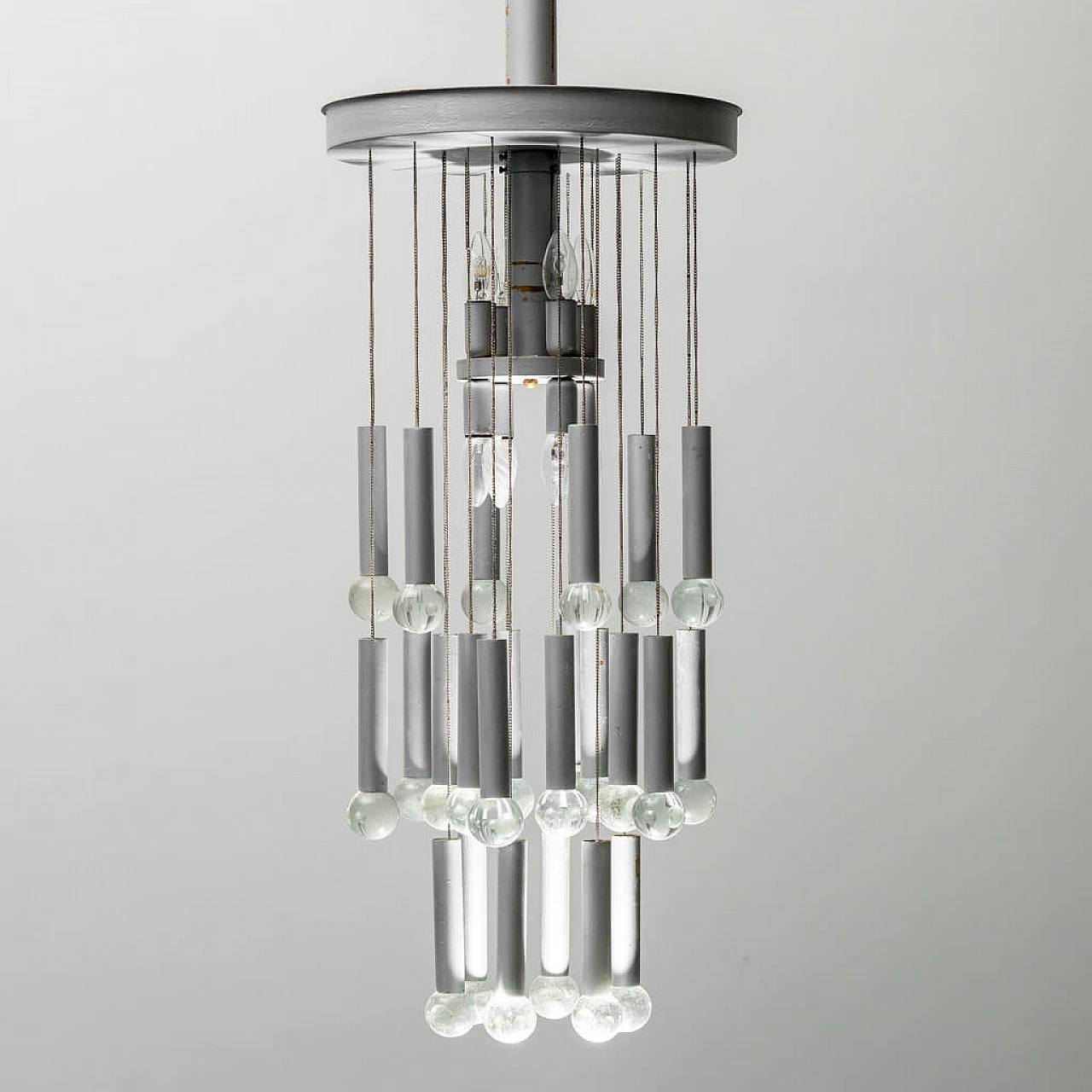 Metal and glass chandelier by Gaetano Sciolari, 1970s 4