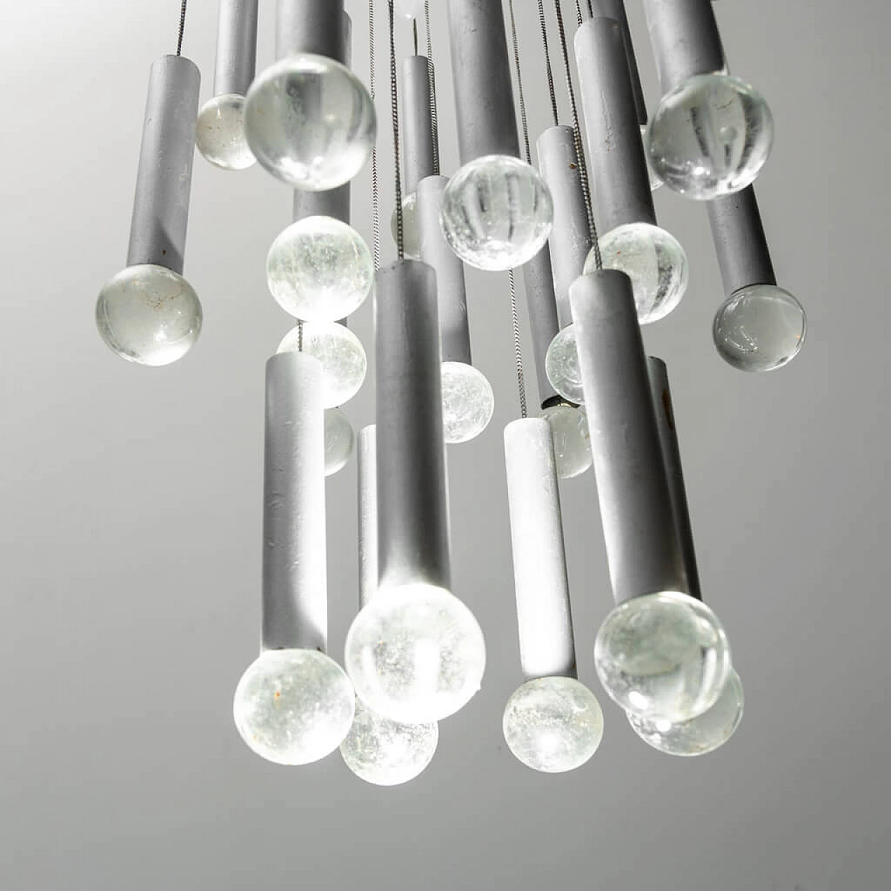 Metal and glass chandelier by Gaetano Sciolari, 1970s 5