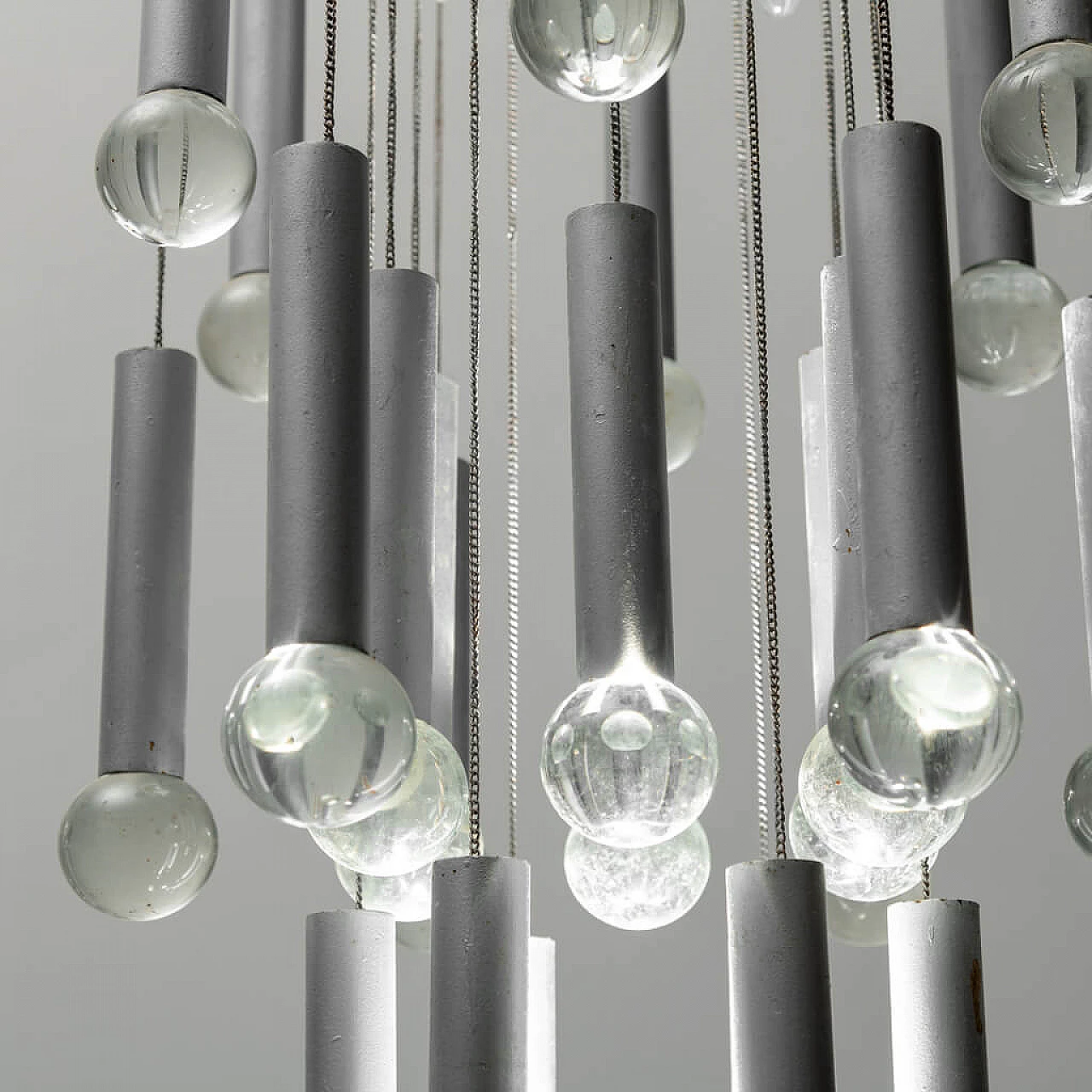 Metal and glass chandelier by Gaetano Sciolari, 1970s 6