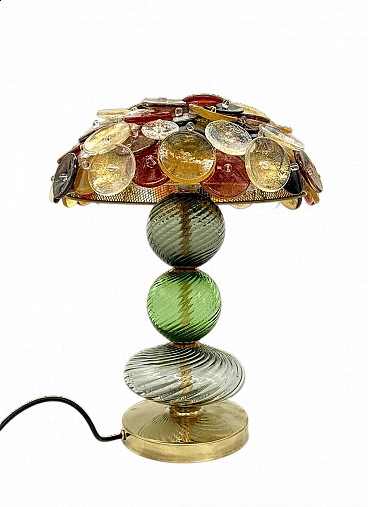 Lampada da tavolo in vetro di Murano colorato di Enrico Neri, metà '900