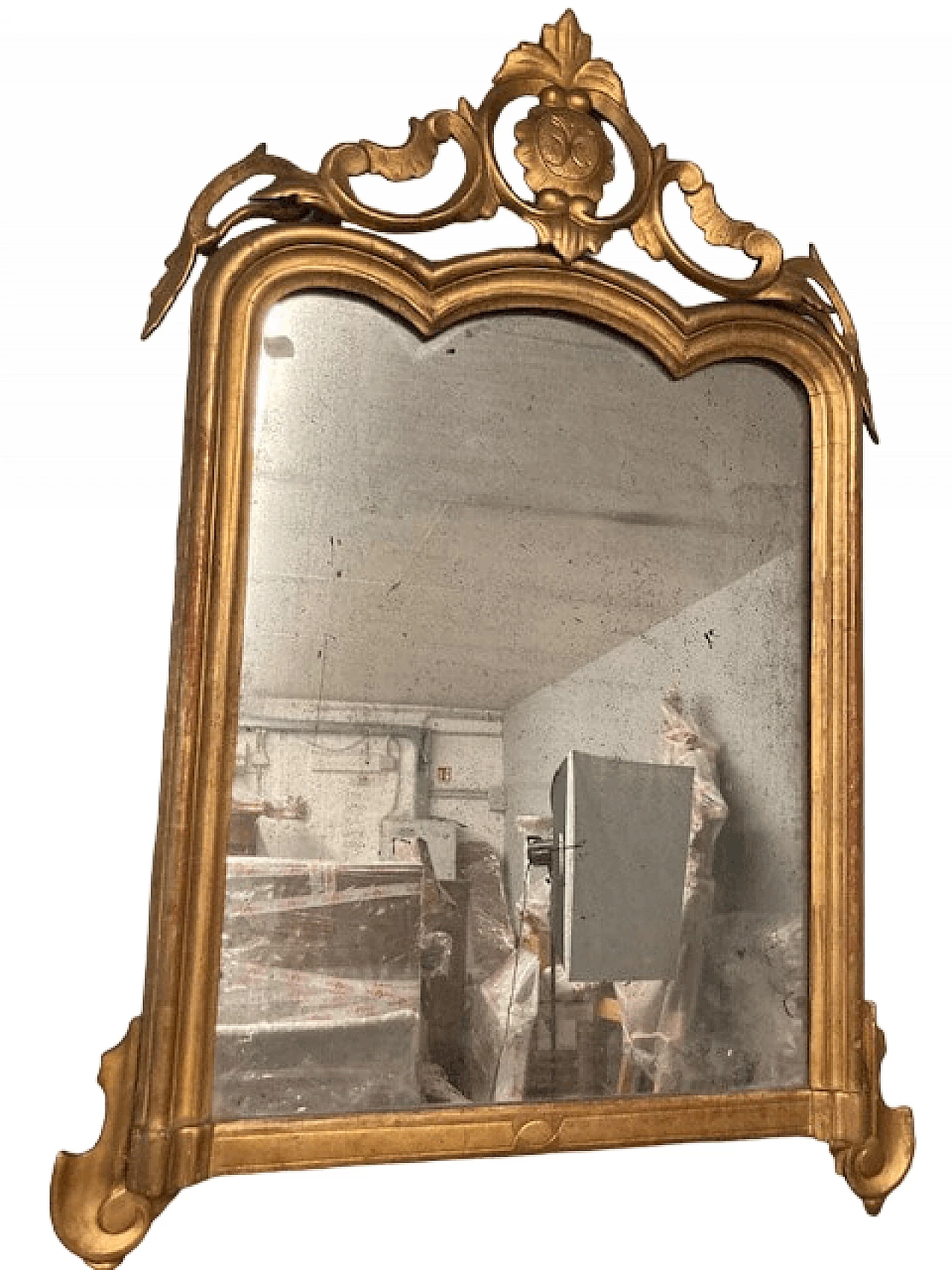 Specchio da tavolo Luigi Filippo in legno dorato e intagliato, metà '800 14