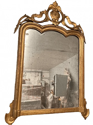 Specchio da tavolo Luigi Filippo in legno dorato e intagliato, metà '800