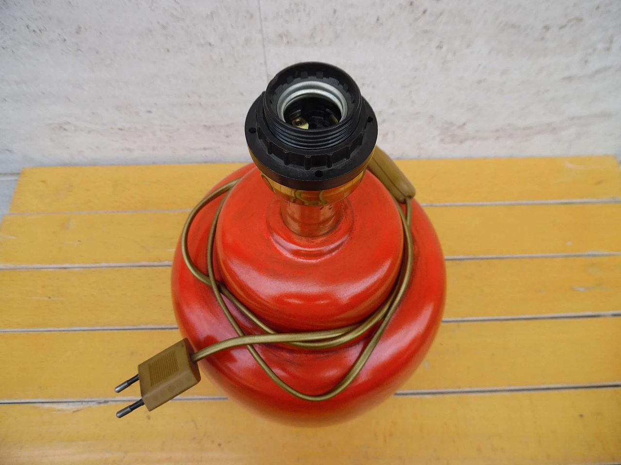 Red ceramic table lamp by Paf, 1970s 4