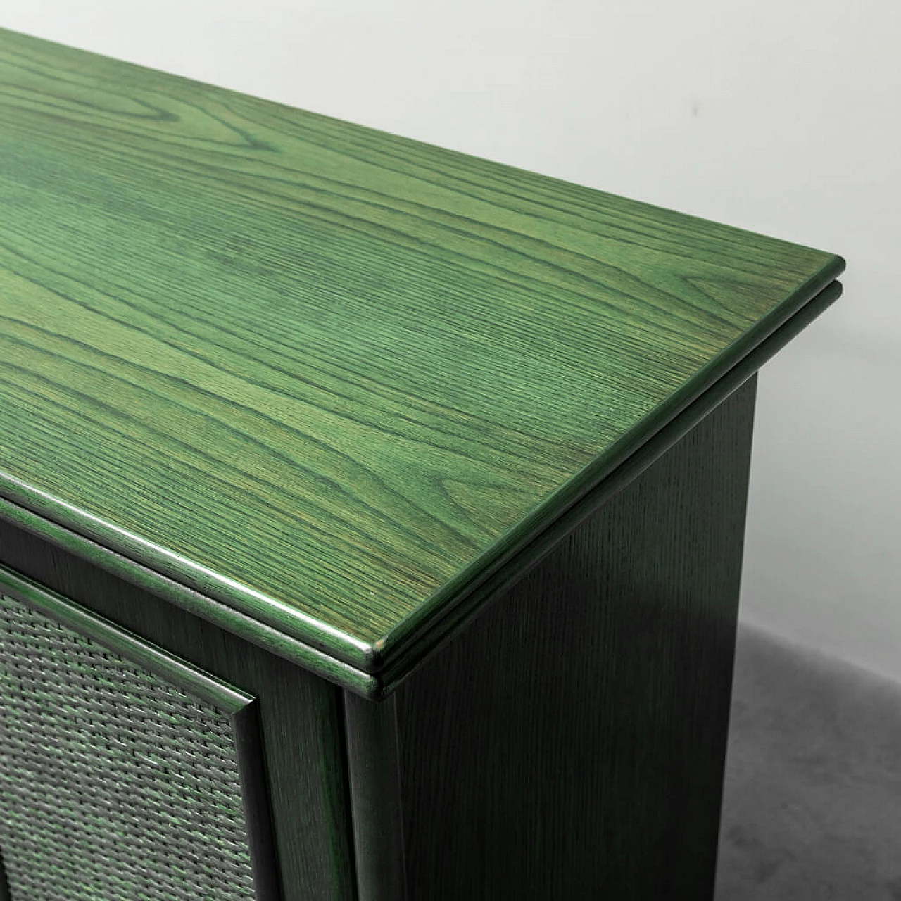 Four doors-sideboard in green wood, 1970s 2
