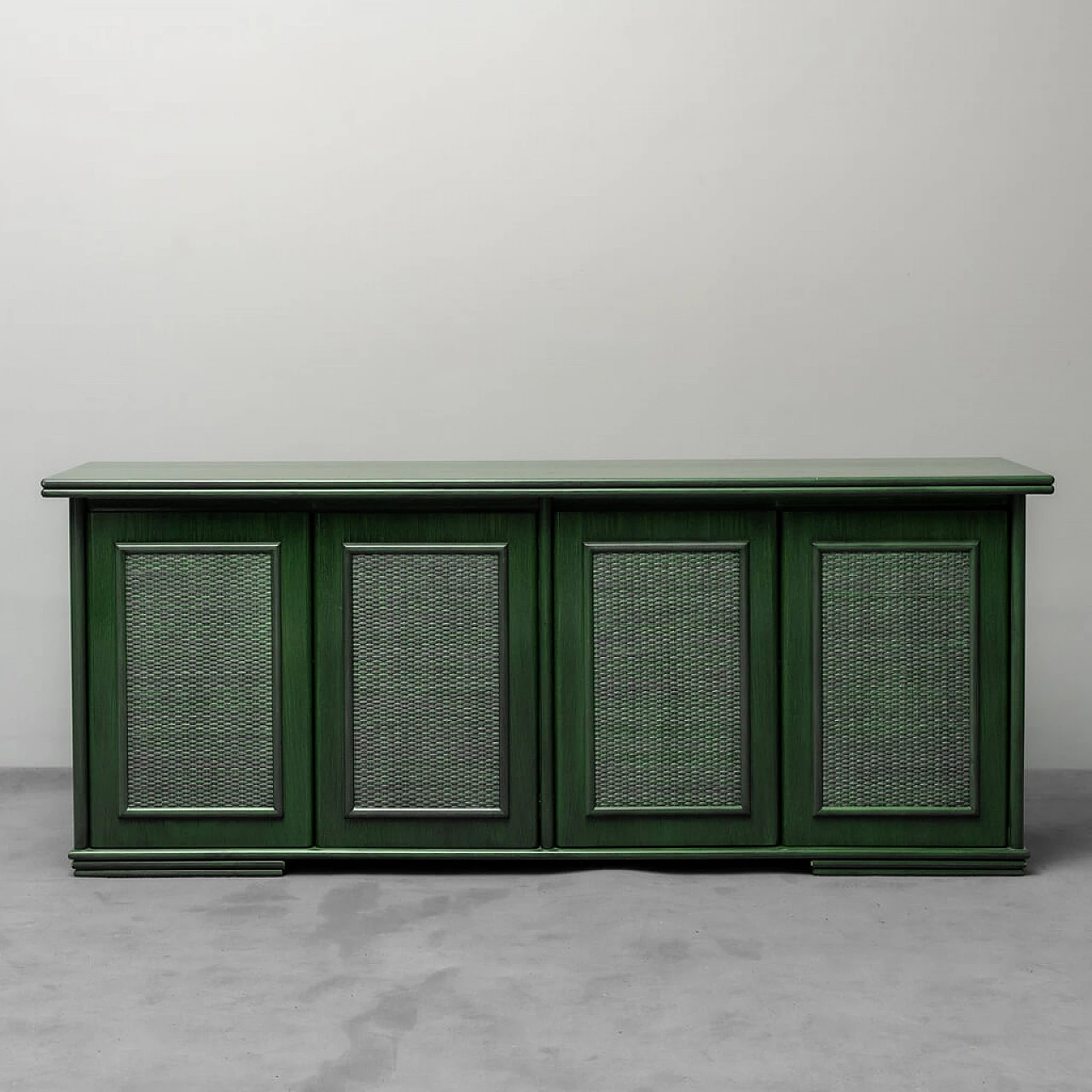 Four doors-sideboard in green wood, 1970s 7