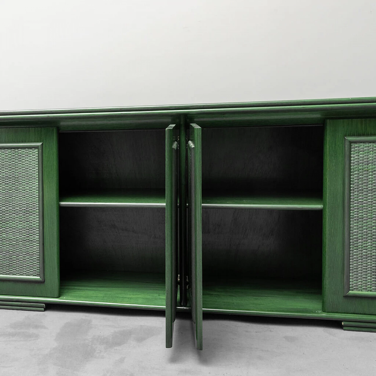 Four doors-sideboard in green wood, 1970s 8