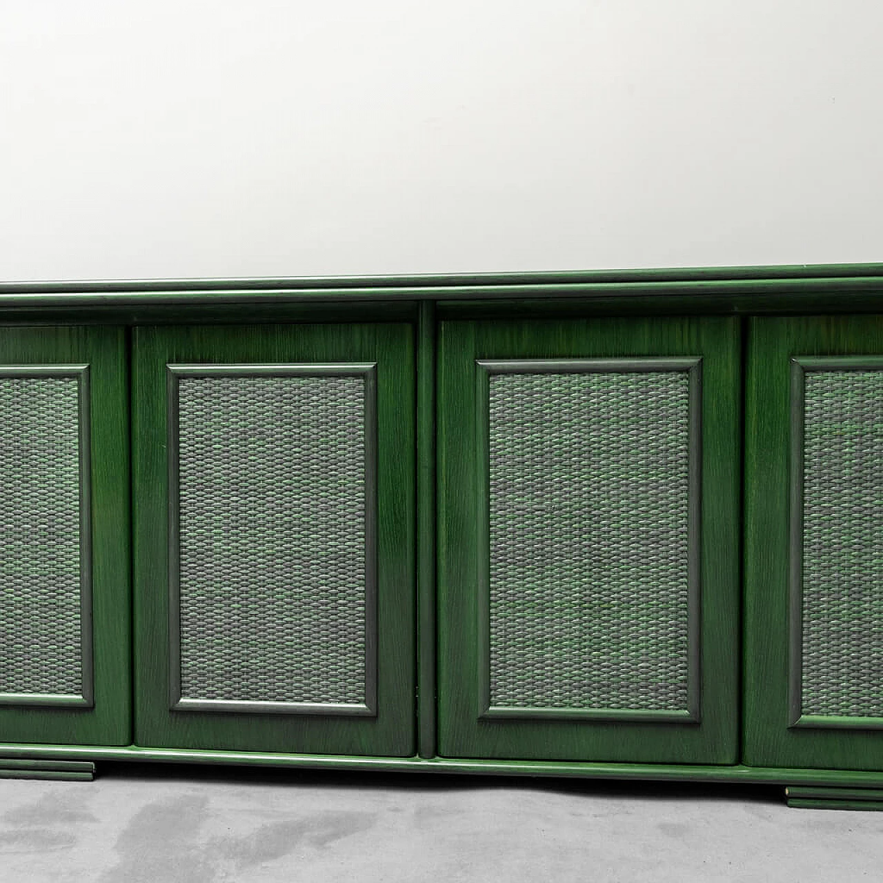 Four doors-sideboard in green wood, 1970s 9