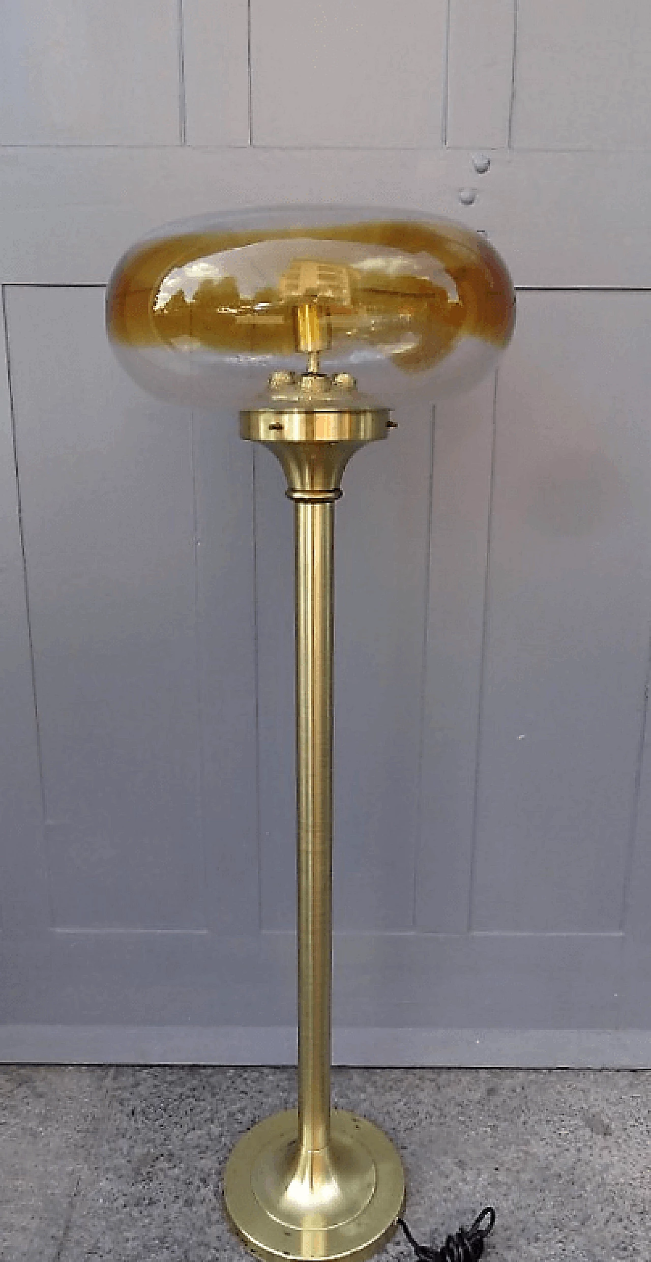 Brass and glass floor lamp by Mazzega, 1960s 1