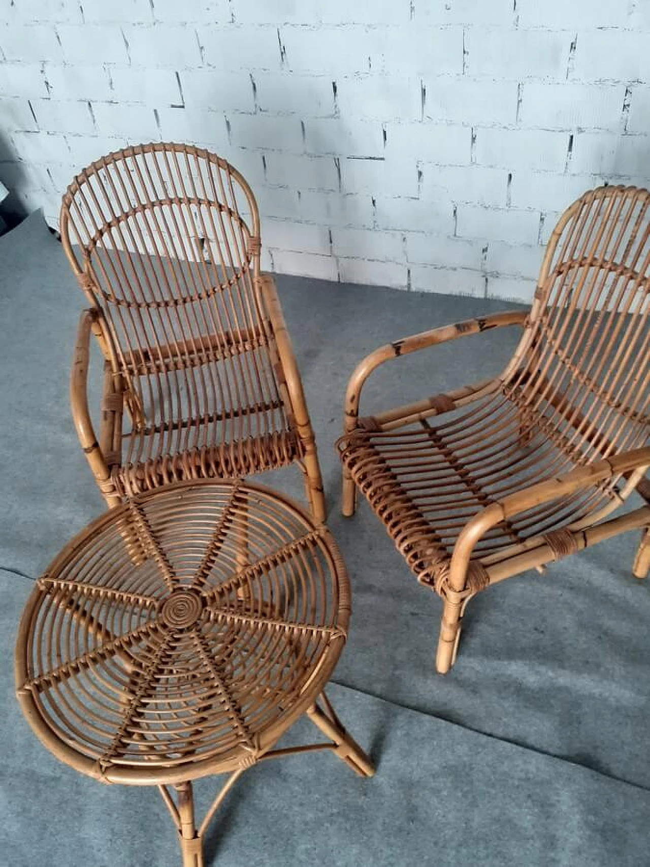 Pair of bamboo chairs and coffee table, 1960s 13