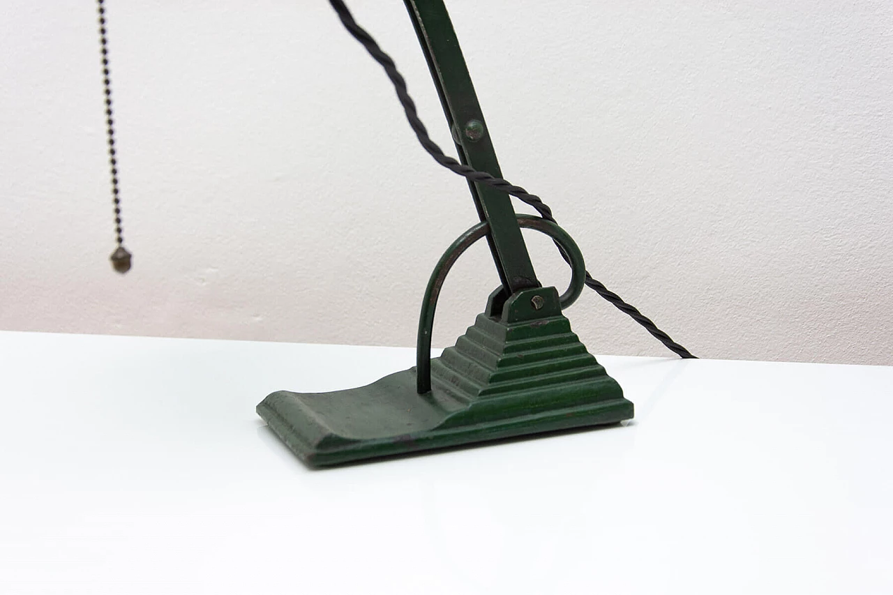 Lampada da tavolo in stile Bauhaus in metallo smaltato verde, anni '30 5