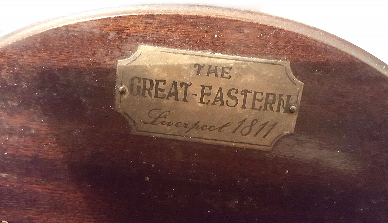 Poltrona The Great-Eastern Liverpool 1811 in pelle rossa e mogano, anni '60 6