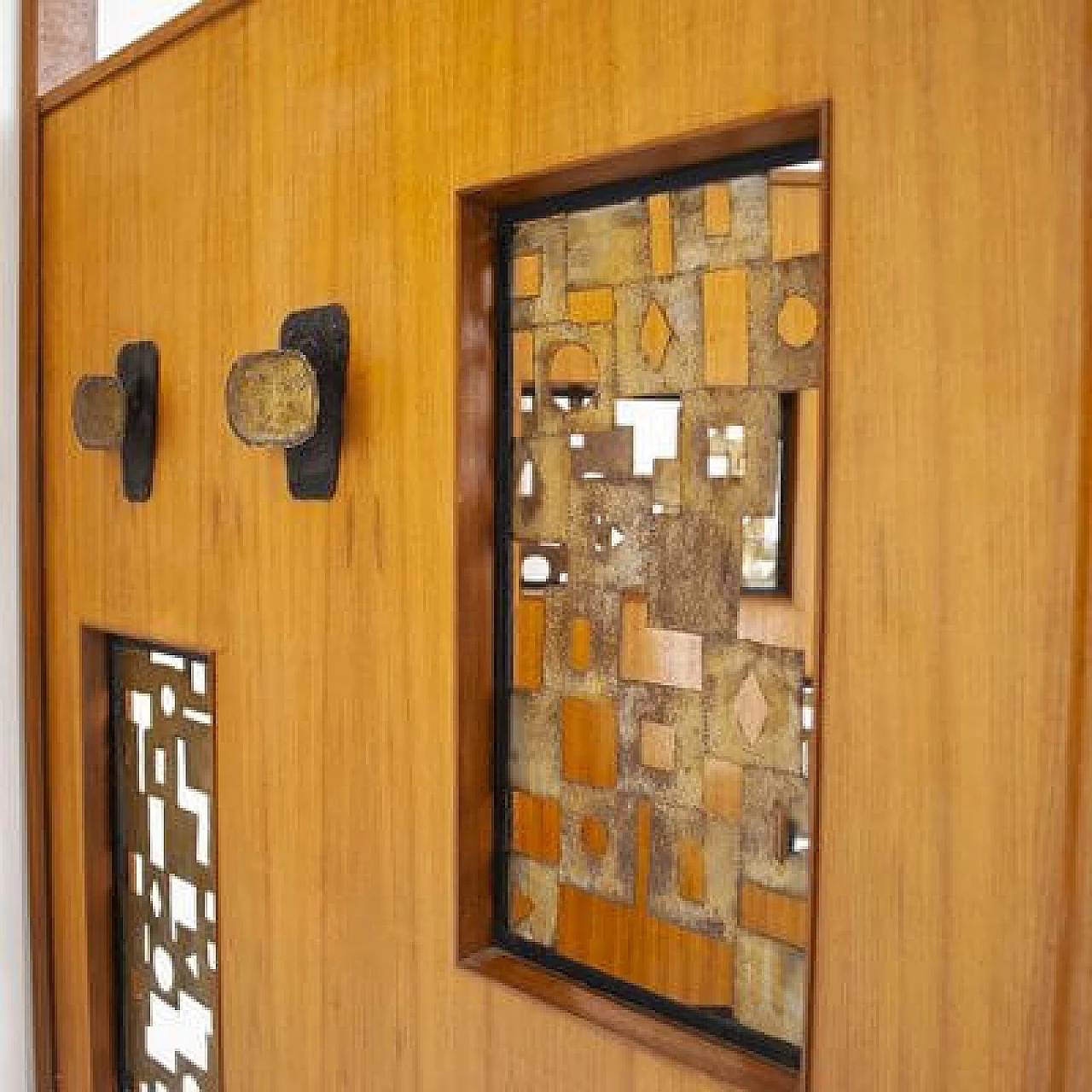 Pair of walnut and aluminium coat racks, 1960s 17