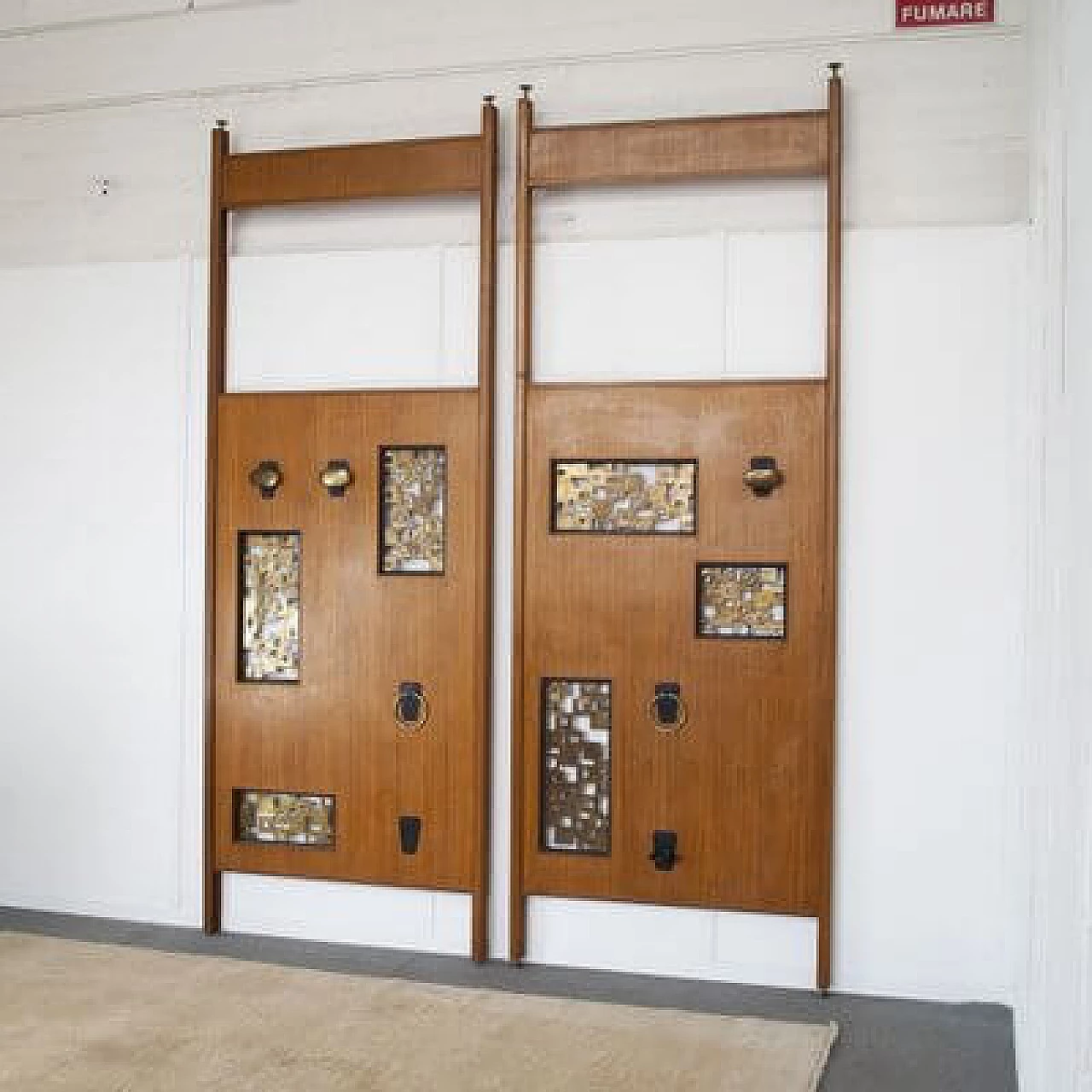 Pair of walnut and aluminium coat racks, 1960s 28
