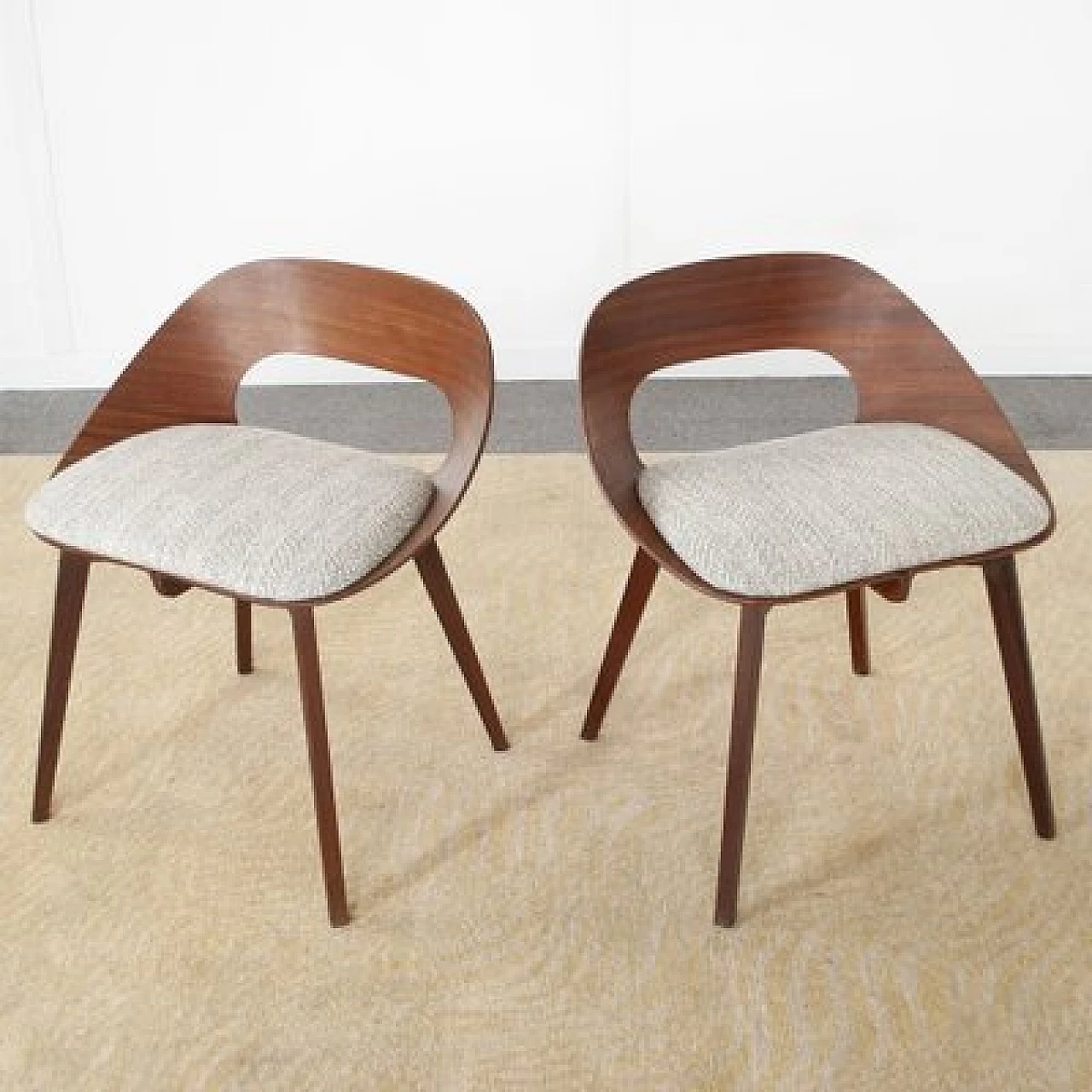 Pair of teak and fabric chairs by Creazioni StilCasa, 1950s 1