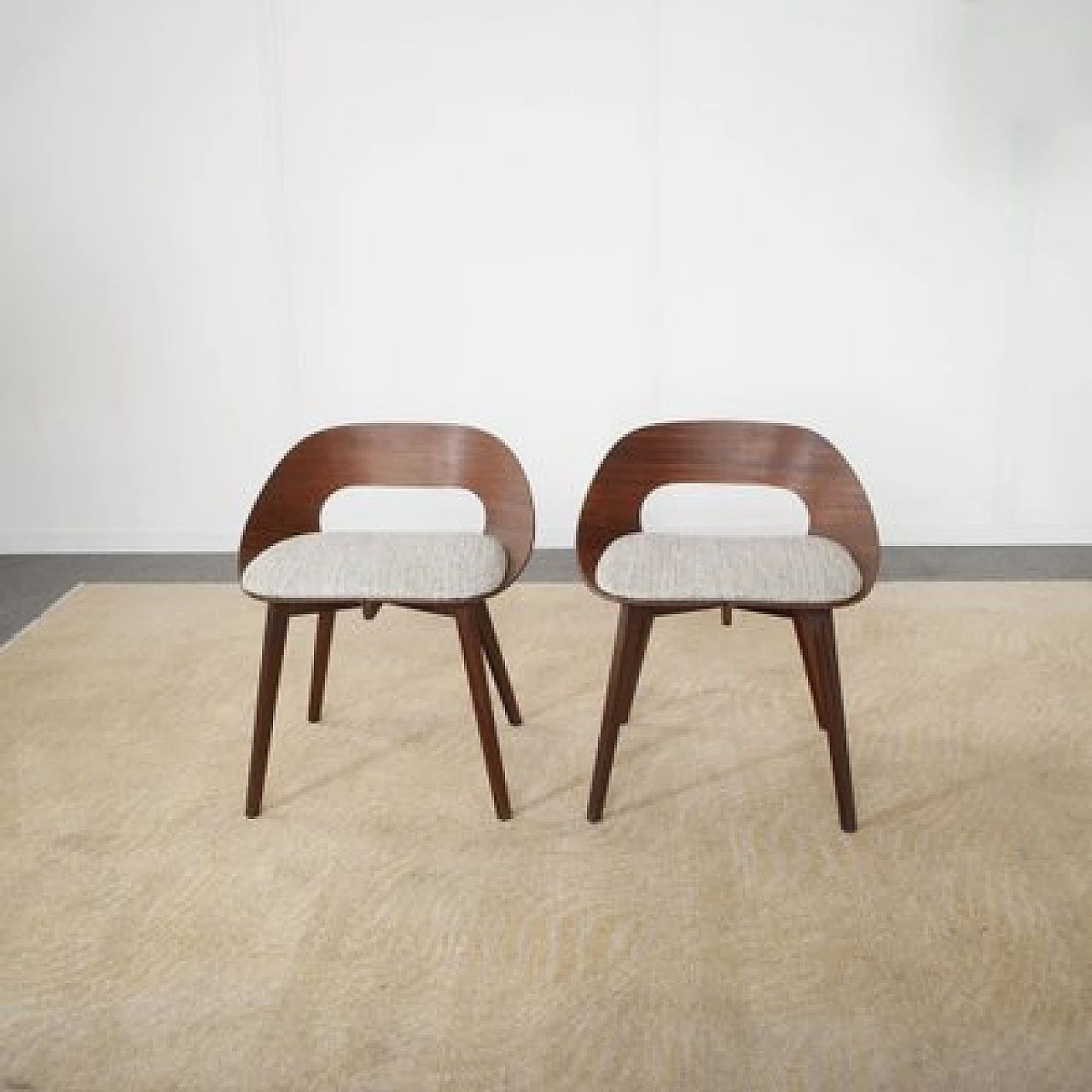 Pair of teak and fabric chairs by Creazioni StilCasa, 1950s 2