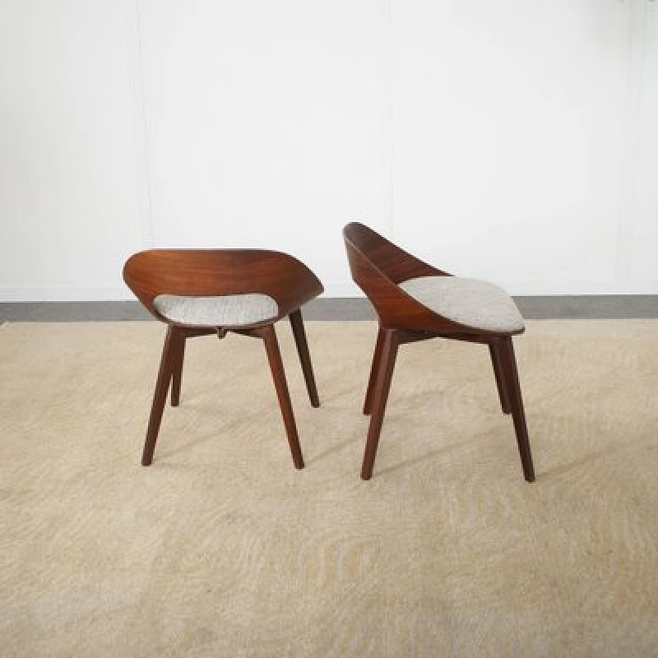 Pair of teak and fabric chairs by Creazioni StilCasa, 1950s 4