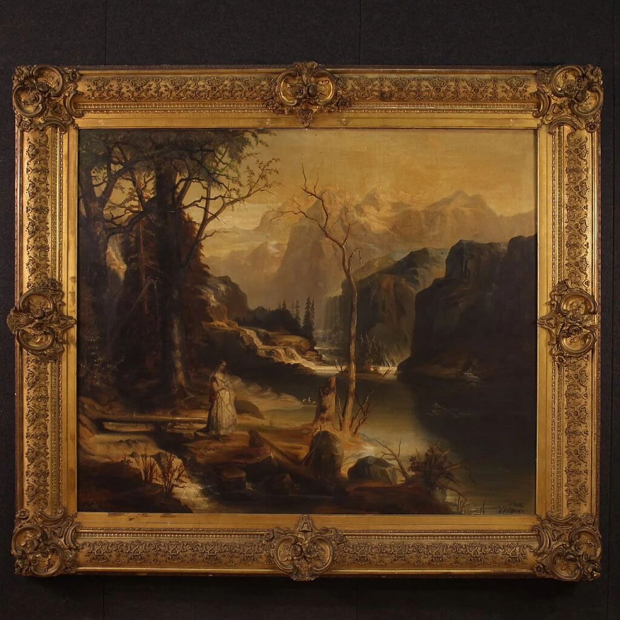 Romantic landscape, oil painting on canvas, second half of the 19th century 1