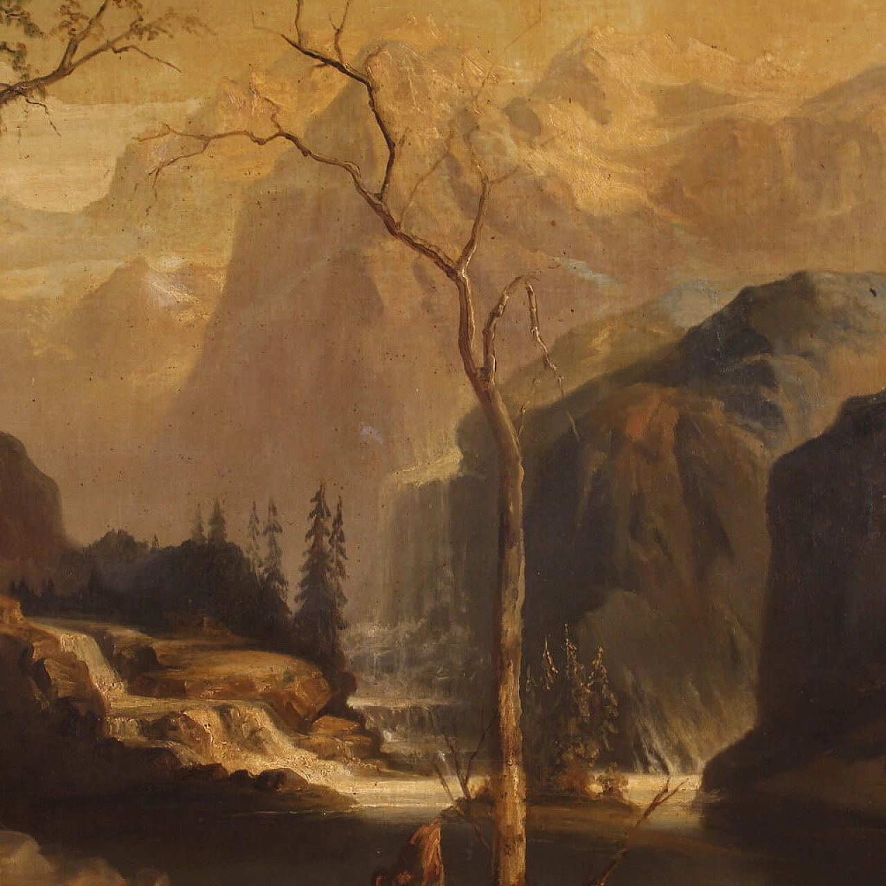 Romantic landscape, oil painting on canvas, second half of the 19th century 6