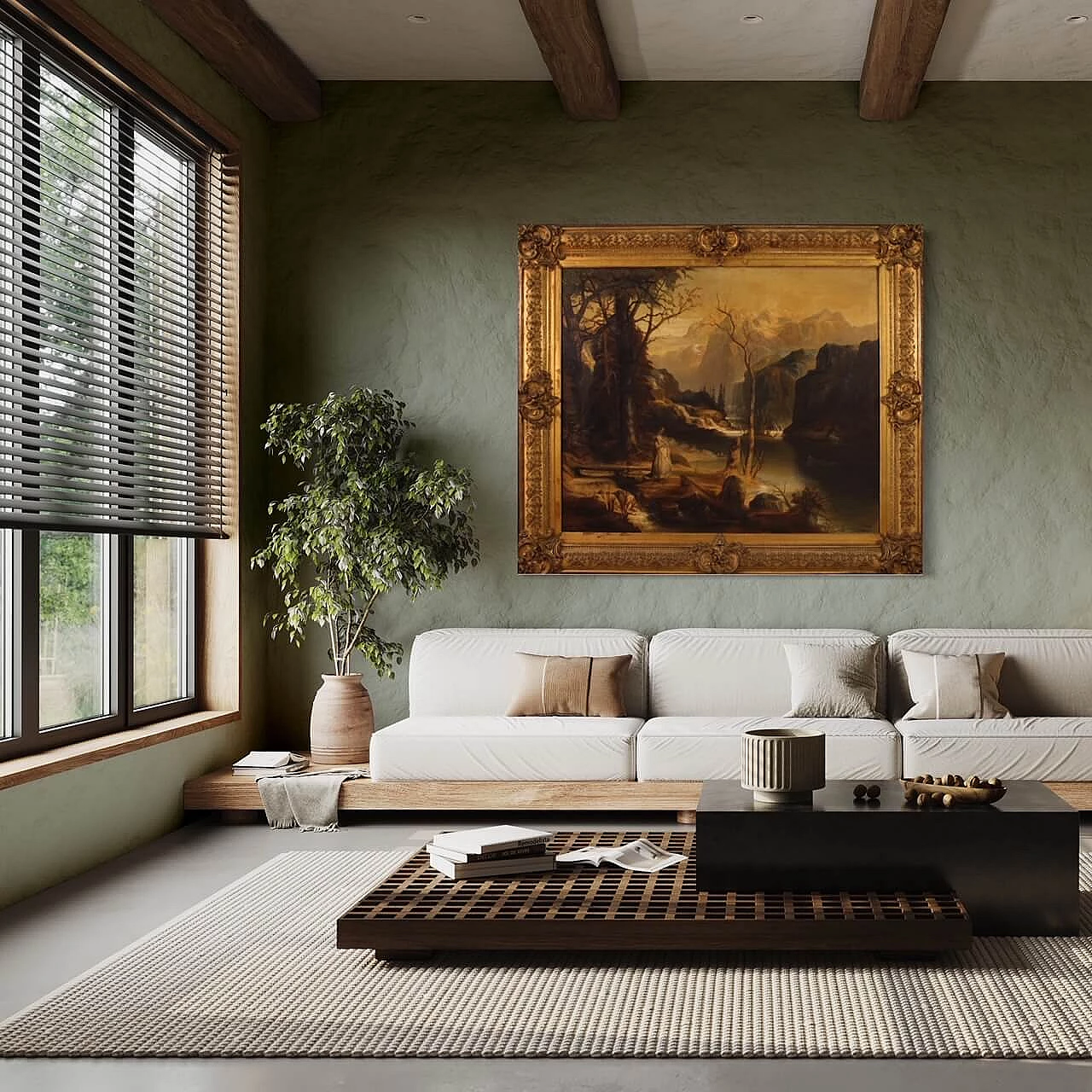 Romantic landscape, oil painting on canvas, second half of the 19th century 13