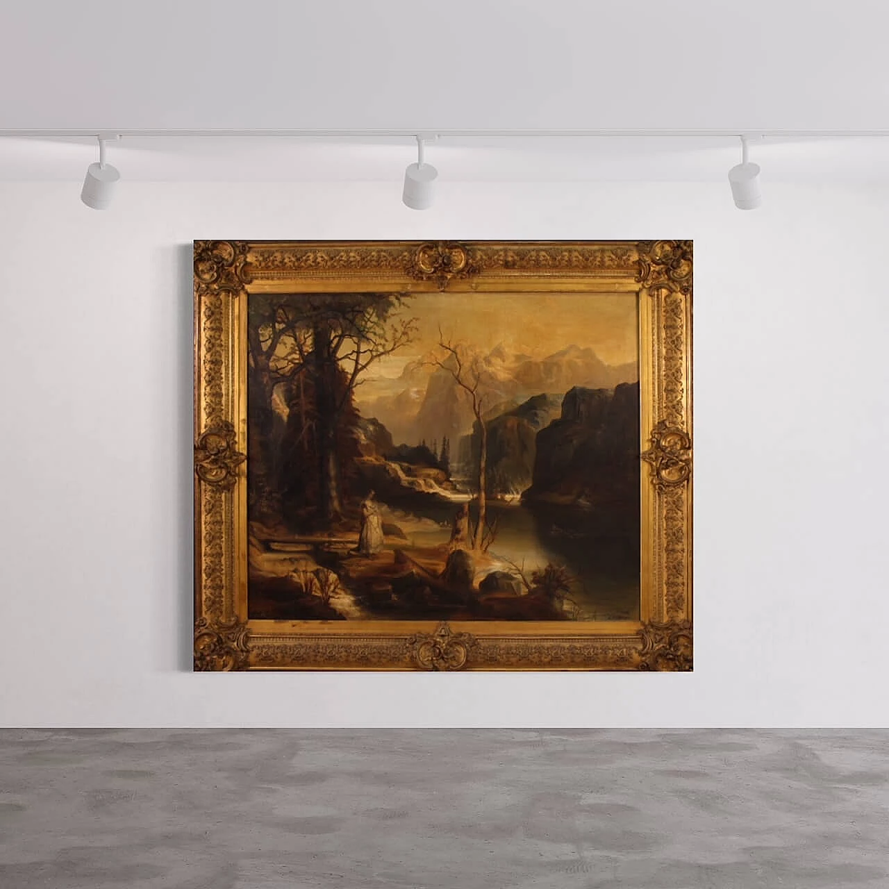 Romantic landscape, oil painting on canvas, second half of the 19th century 16