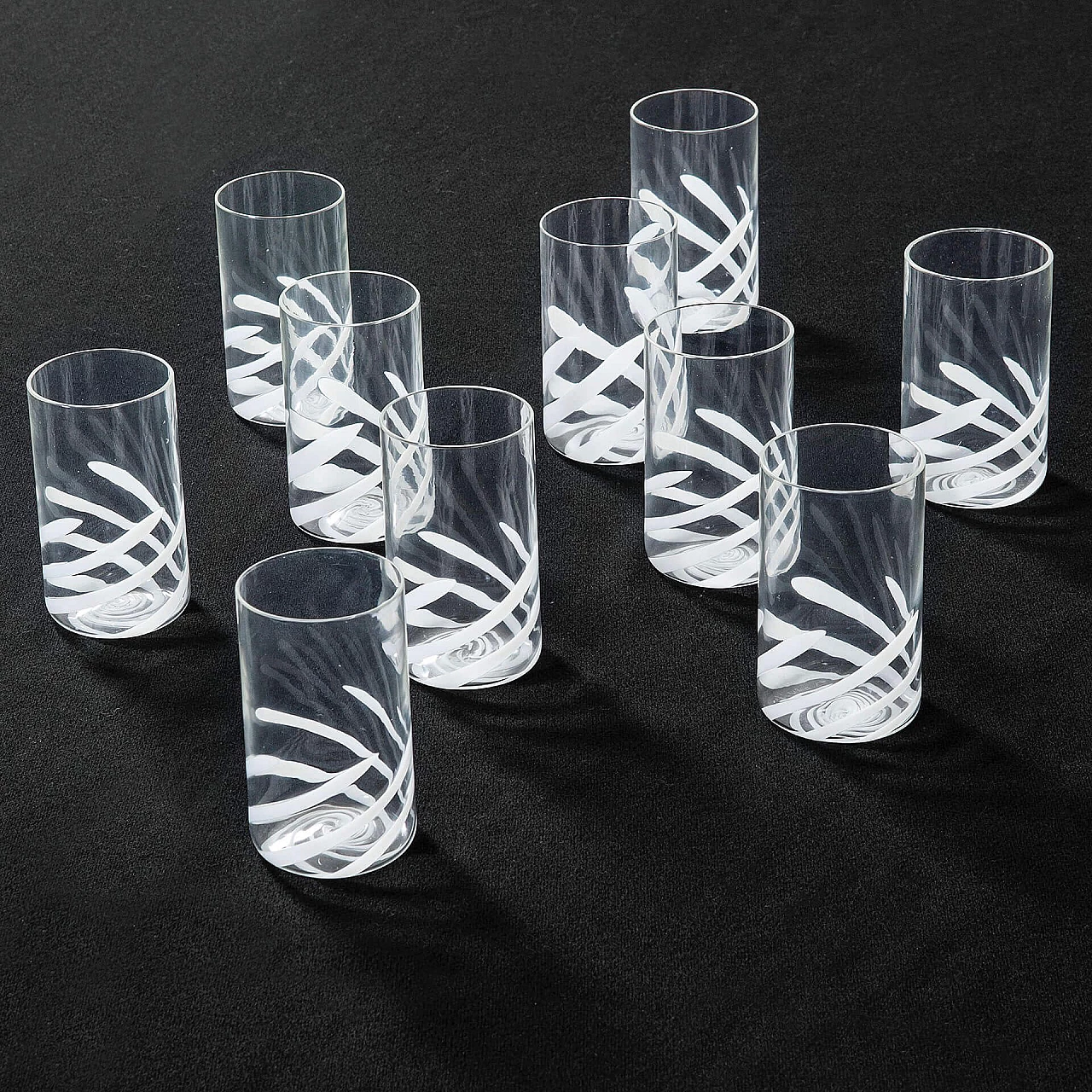 10 Decorated Murano glass beakers by Salviati, 1970s 7