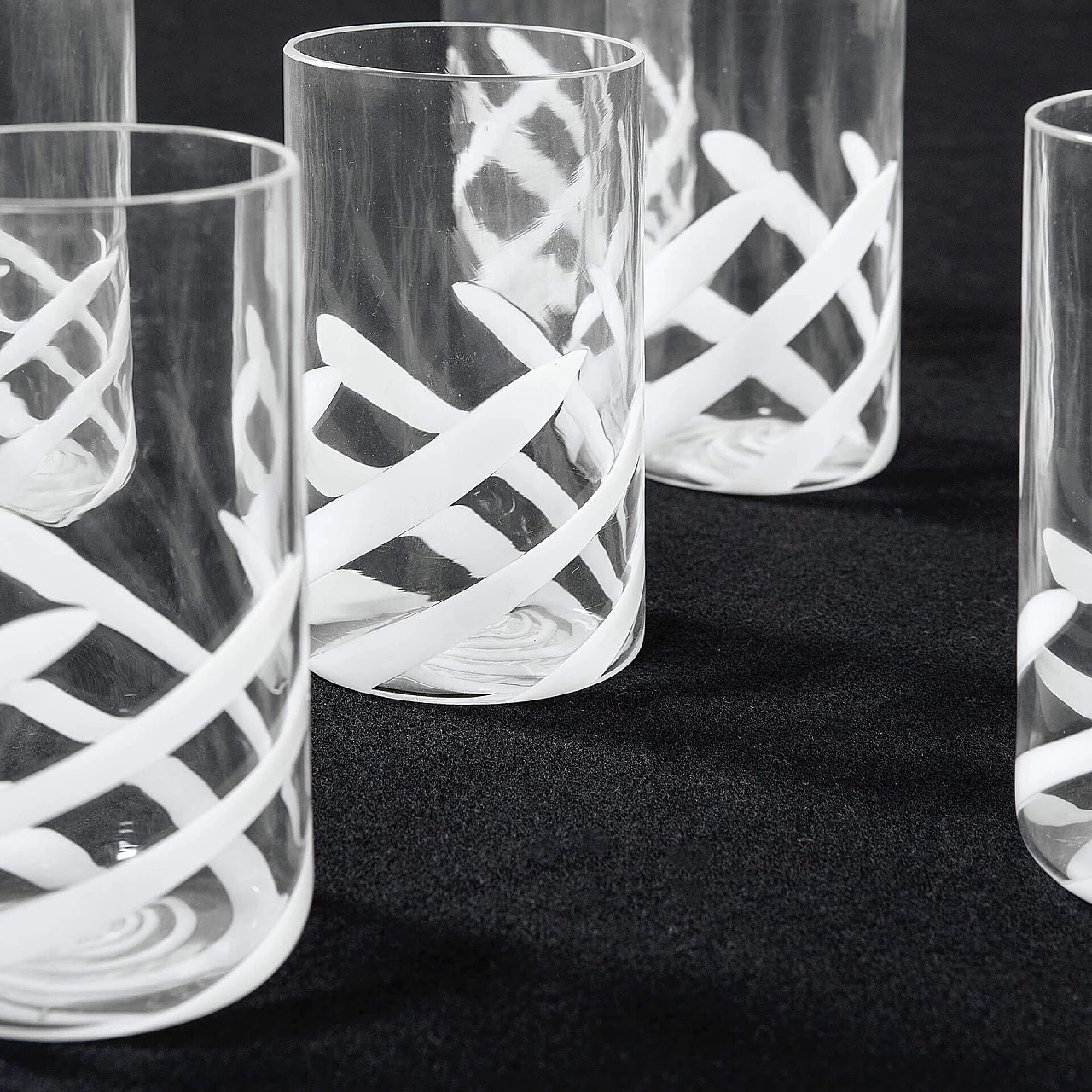 10 Decorated Murano glass beakers by Salviati, 1970s 8