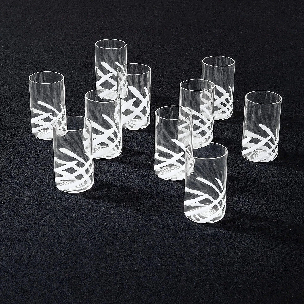 10 Decorated Murano glass beakers by Salviati, 1970s 9