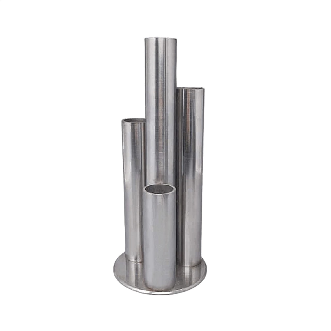 Stainless steel vase with four asymmetrical cylinders, 1970s 7